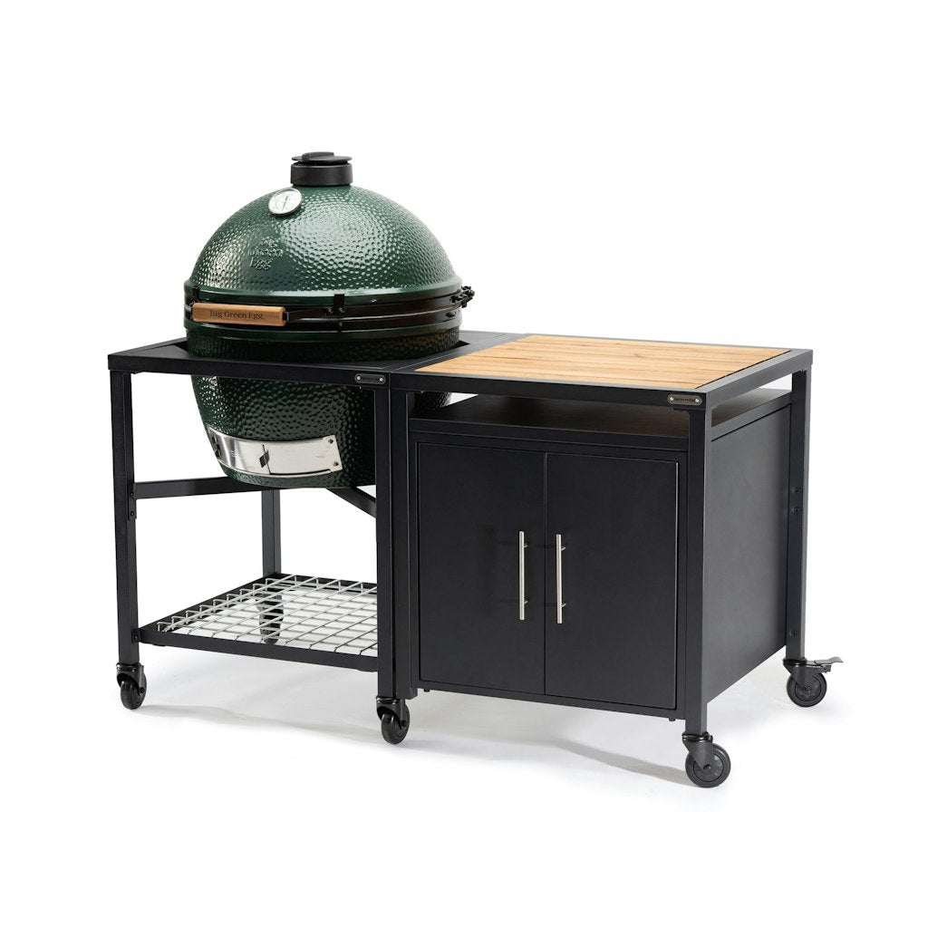 Big Green Egg Modular Nest + Expansion Cabinet + Acacia Shelf