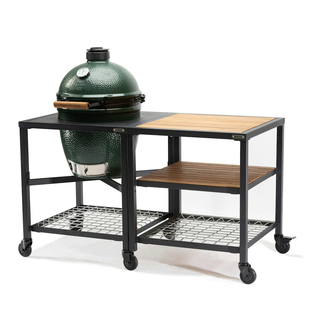 Big Green Egg Modular Nest + Expansion Frame + 2 x Acacia Shelves