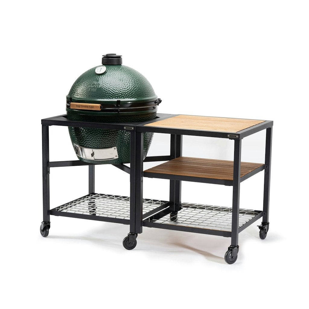 Big Green Egg Modular Nest + Expansion Frame + 2 x Acacia Shelves