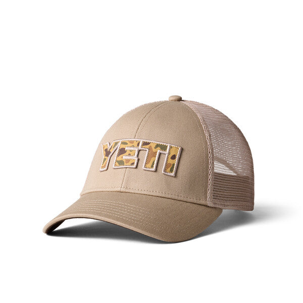 YETI Camo Logo Badge Low Pro Trucker Hat