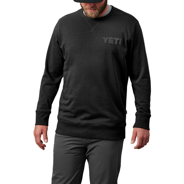 YETI French Terry Crew Neck Pullover - Black