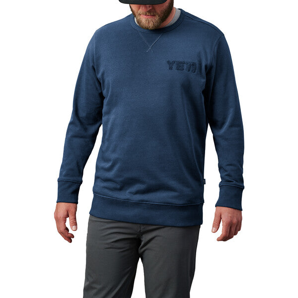 YETI French Terry Crew Neck Pullover - Navy