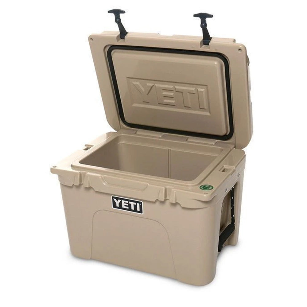 YETI Tundra 35 Tan - front, lid open