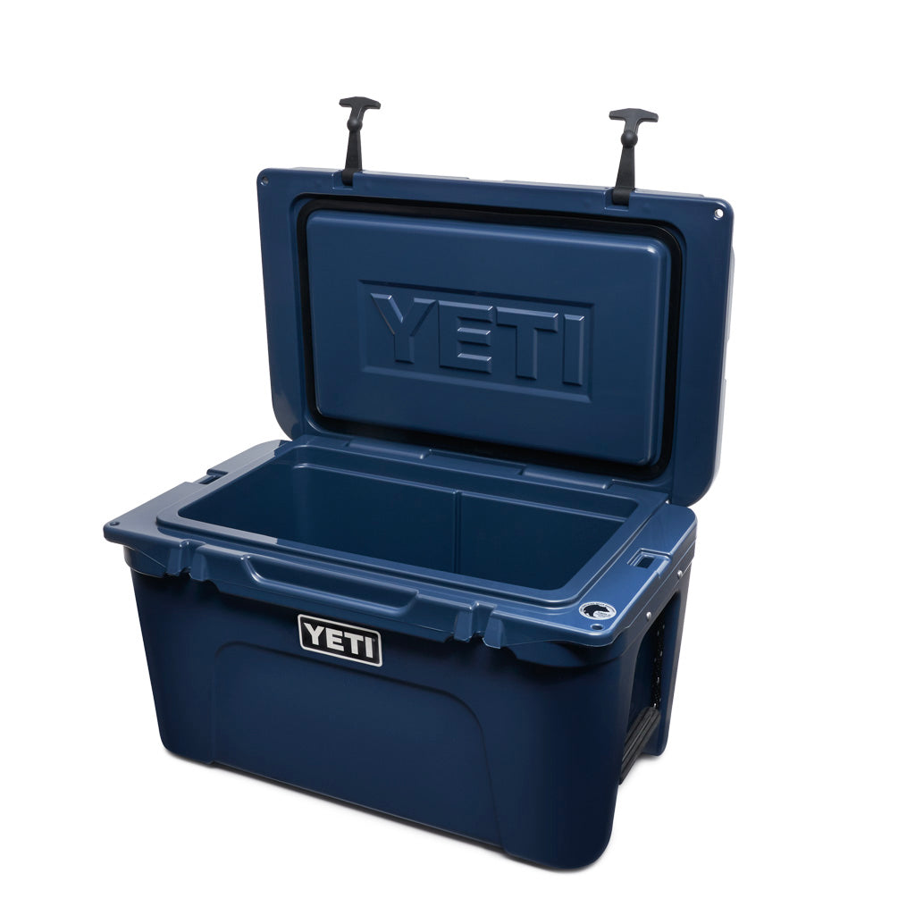 YETI Tundra 45 Navy - front, lid open