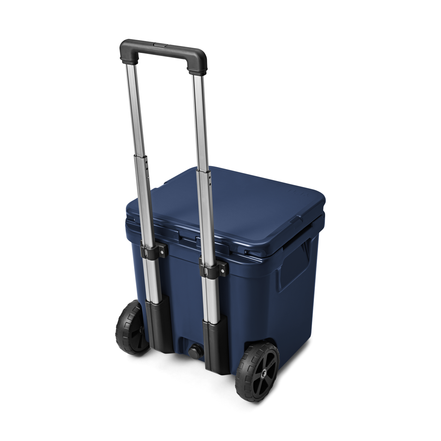 YETI Roadie 48 Wheeled Cool Box in navy with handle up