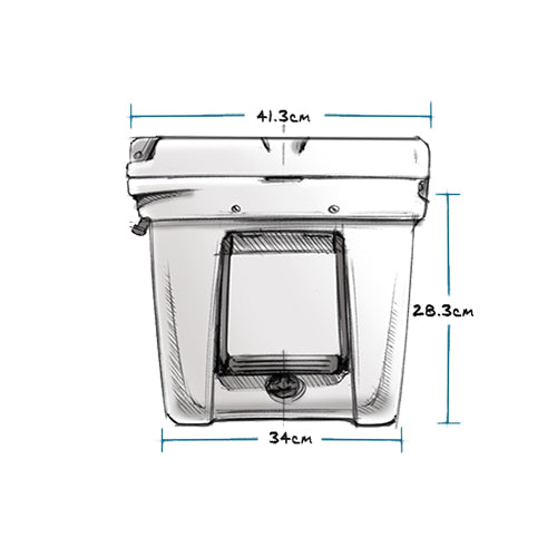 YETI Tundra 45 external dimensions - side