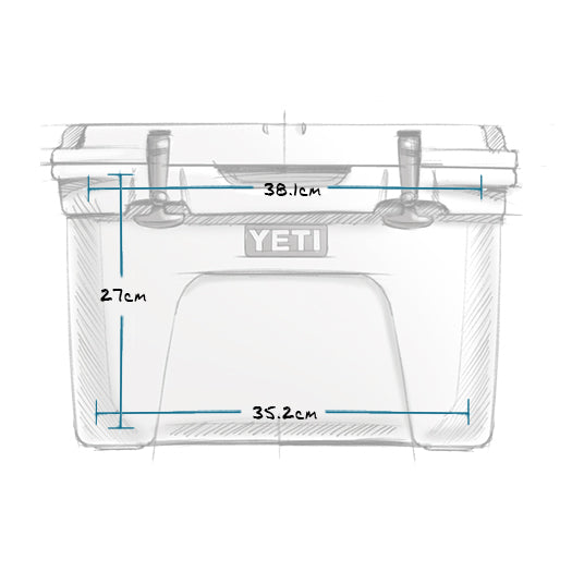 YETI Tundra 35 dimensions - front, internal