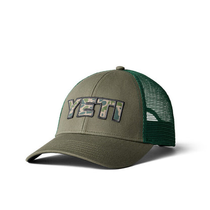 YETI Camo Logo Badge Low Pro Trucker Hat