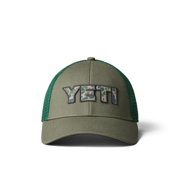 YETI Camo Logo Badge Low Pro Trucker Hat