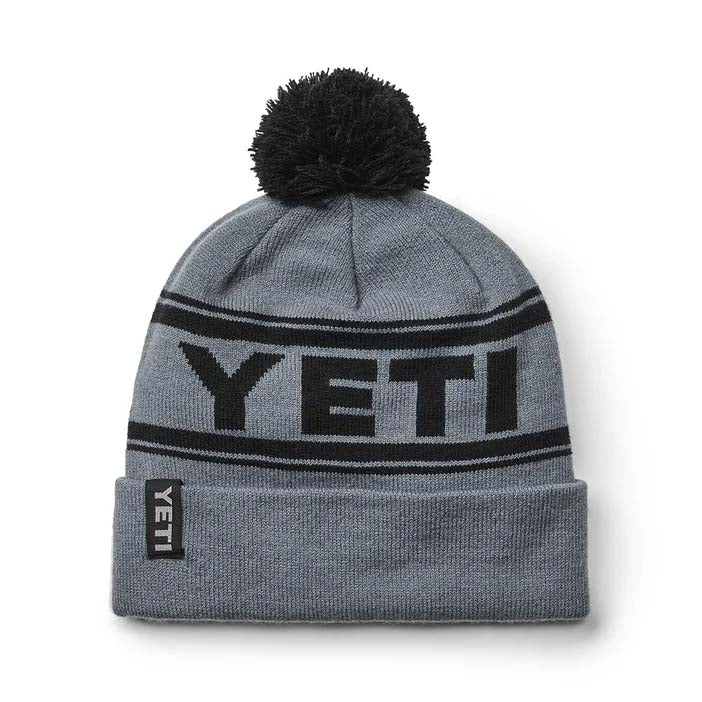 YETI retro beanie bobble hat in grey and black